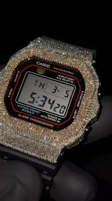 Black G-Shock DW-5600 5CT Natural Diamonds Two Tone Rose Bezel
