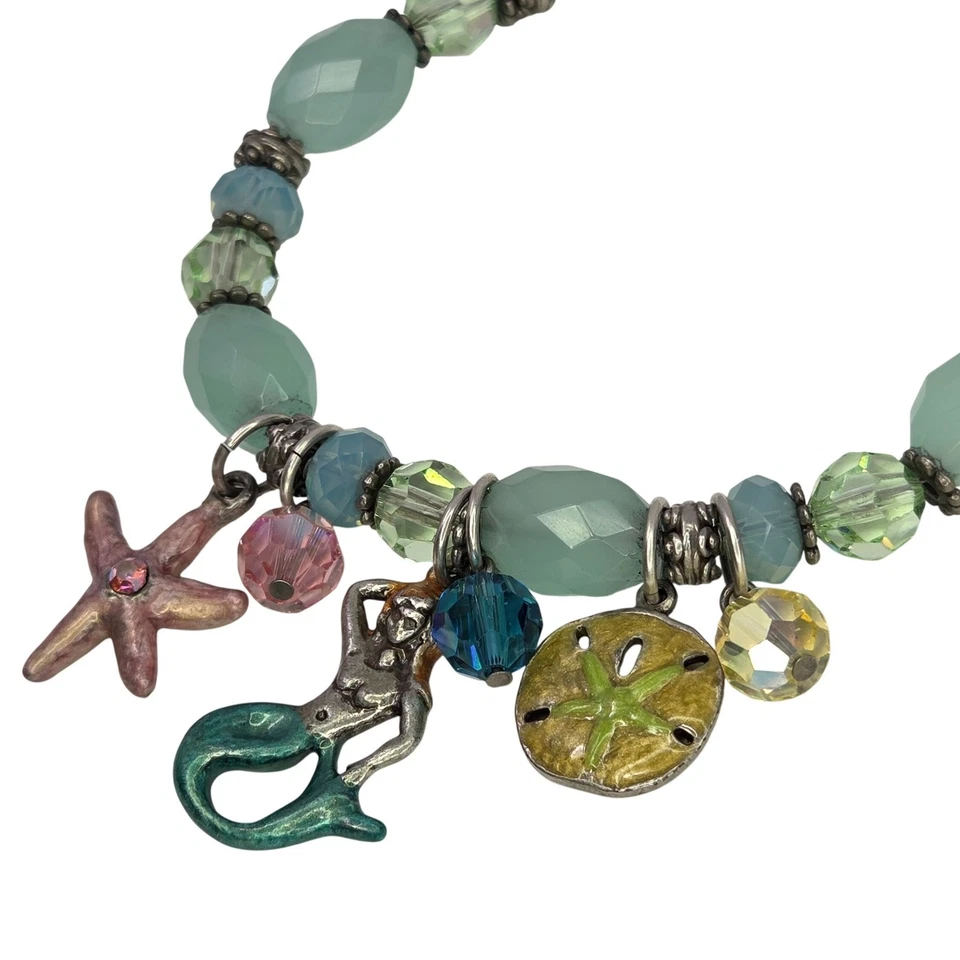 Vintage Kirk Folly Sterling Nautical Mermaid Starfish Charm Bracelet 7-8.5" - Image 2 of 4