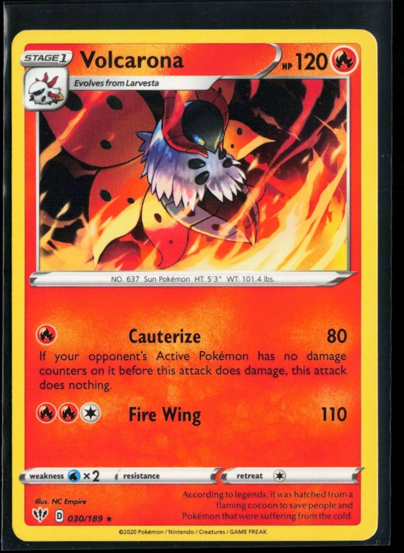 2020 Sword & Shield - Darkness Ablaze Volcarona #30 Non Holo Rare Pokemon Card