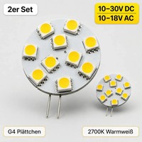 G4 Led 12V 24V Warmweiß 2700K 1,7W 2Er Set PläTtchen 160Lm Flachmodul