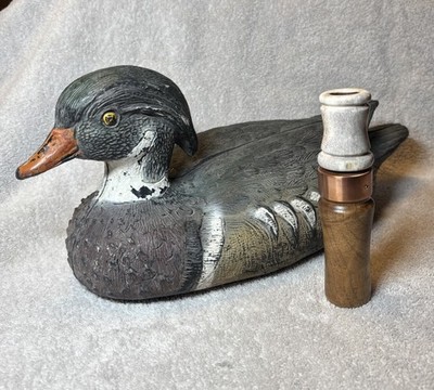 Beautiful Handmade Duck Call, Birch W Highlights  Wood And Whitetail Deer Antler