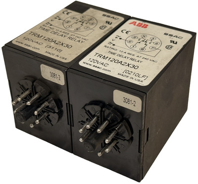 NEW LOT OF 2 ABB / SSAC TRM120A2X30 TIME DELAY RELAYS 120 VAC