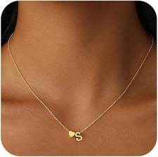 Gold Heart Initial Necklace for Women 14K Gold Plated Pendant Letter Dainty Fash