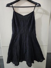 Old Navy Dress Womens M Black Mini Tank Cami Tier Flare Swing Eyelet Ballerina