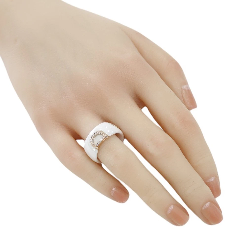 Anillo Damiani EE. UU. 6 1/8 EU52 Cerámica Blanca K18 Oro Rosa D Icono Diamante Usado Foto 2 de 4