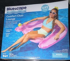 Bluescape Comfort Chair Lounge Inflatable Pool Float 4 ft Wide Pink