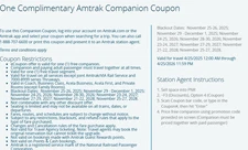 One Complimentary Amtrak Companion Coupon - expires on 4/25/2026