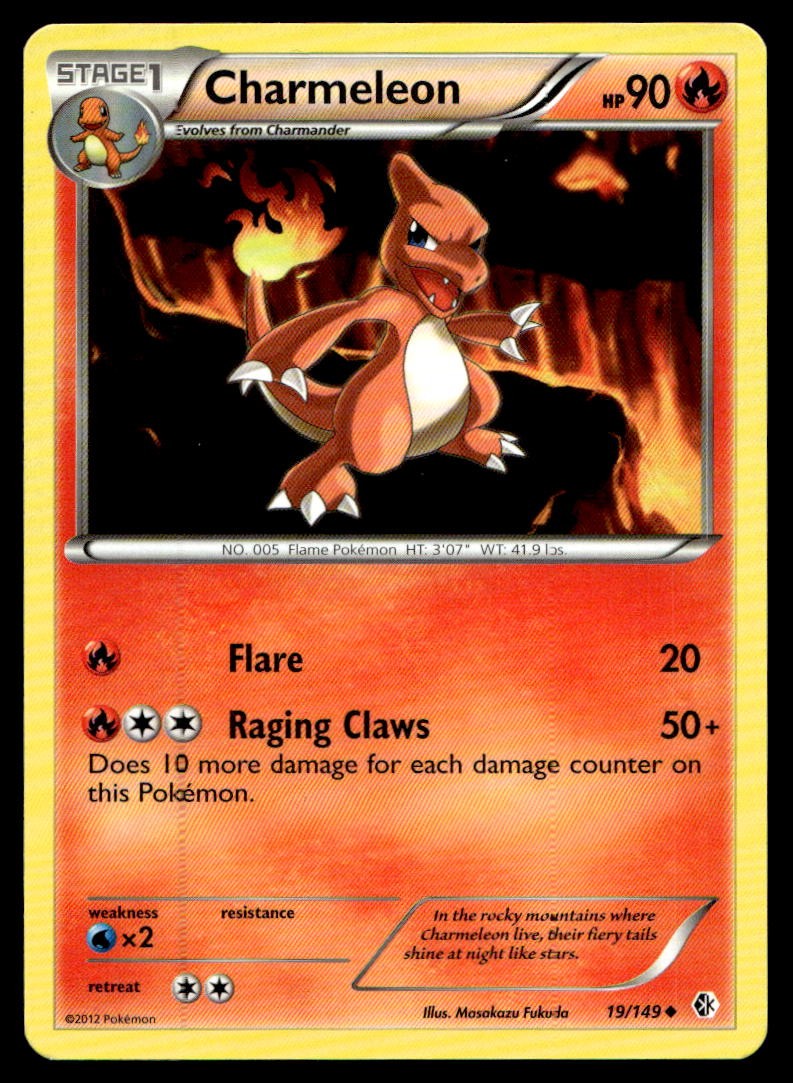 Charmeleon Boundaries Crossed Uncommon 19/149 2012 Pokemon TCG