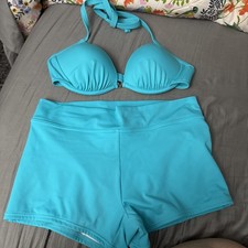 VENUS Aqua Halter Underwire Bikini Set High Waist Boy Shorts Size 4 A118 
