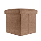Foldable Seat Stool 30x30x30cm Ottoman Cube Space Foot Storage Box Pouffe