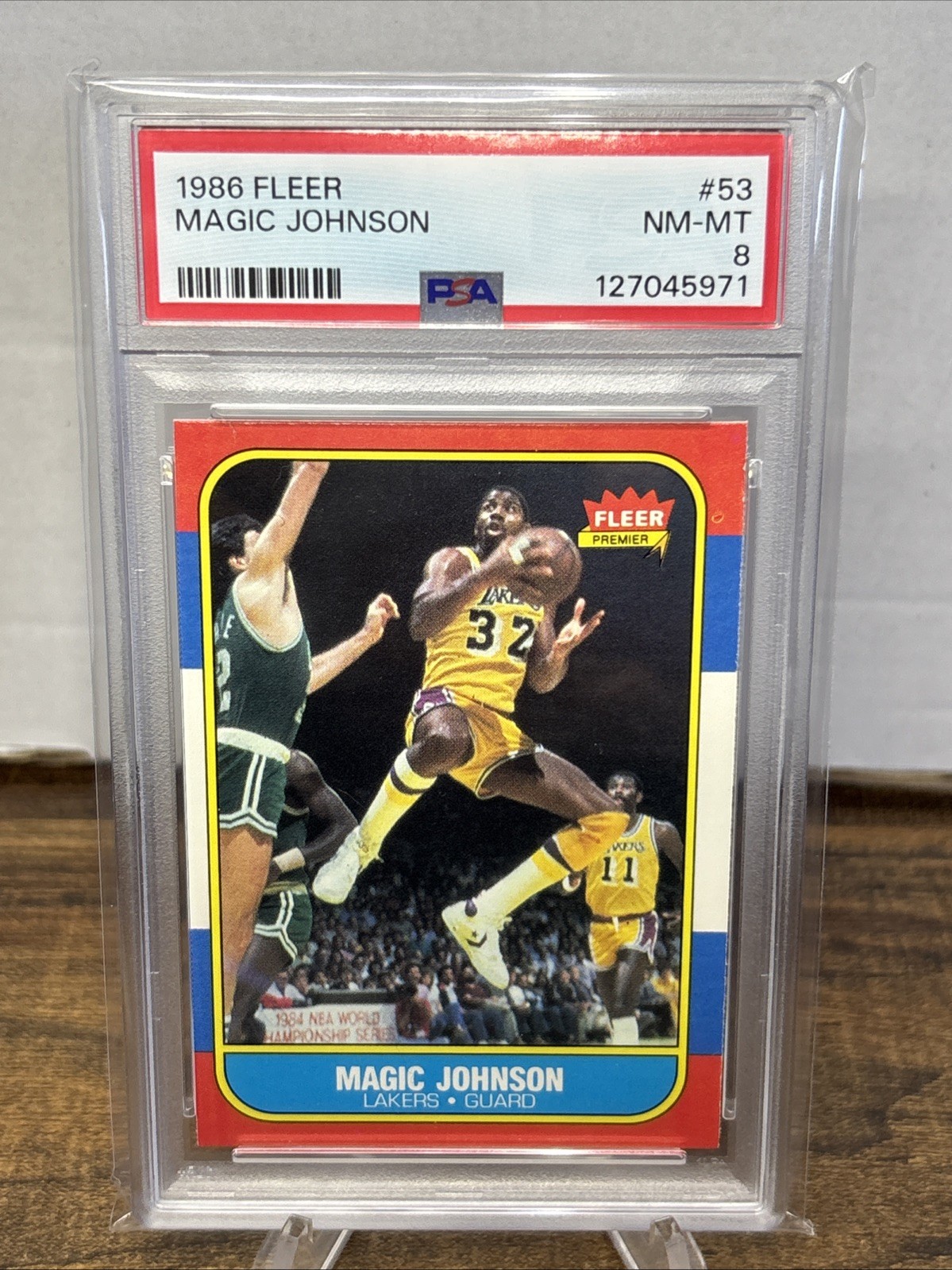 1986 Fleer Magic Johnson PSA-8 NM-MT Card #53 Los Angeles Lakers HOF