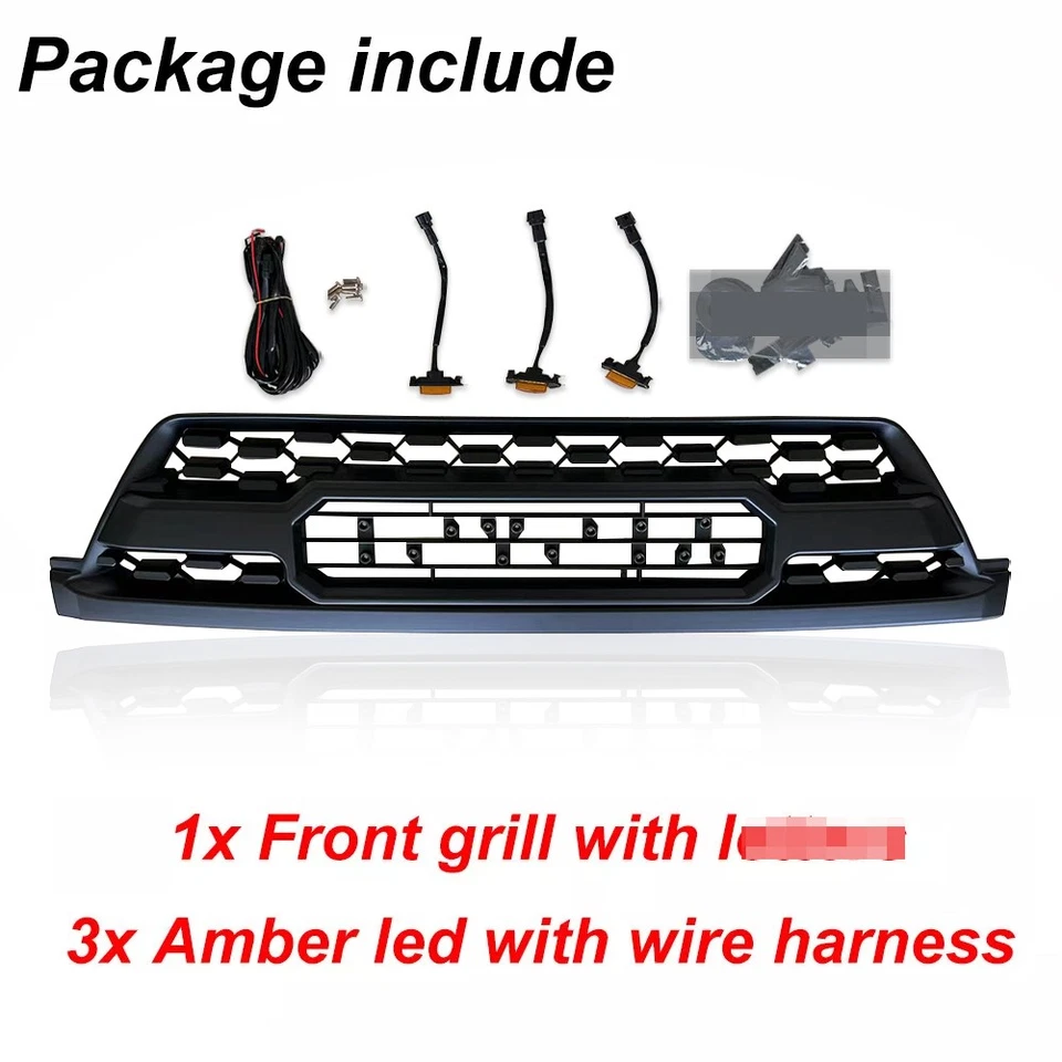 w/ Lights Grille For 2003-2005 4Runner Trd Raptor Style Front Grill Matte Black Foto 2 de 4