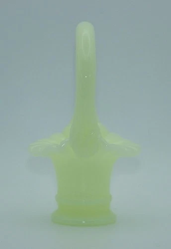 Fenton for Franklin Mint #37 Yellow Glossy Custard Mini Oval Basket GLOWS