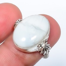 Howlite - Usa Gemstone 925 Sterling Silver Boho Ring s.6.5 R7459-13