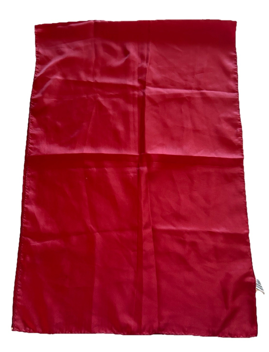 Vtg Sally Gee Solid Red Rectangle Scarf Hand Roll… - image 1