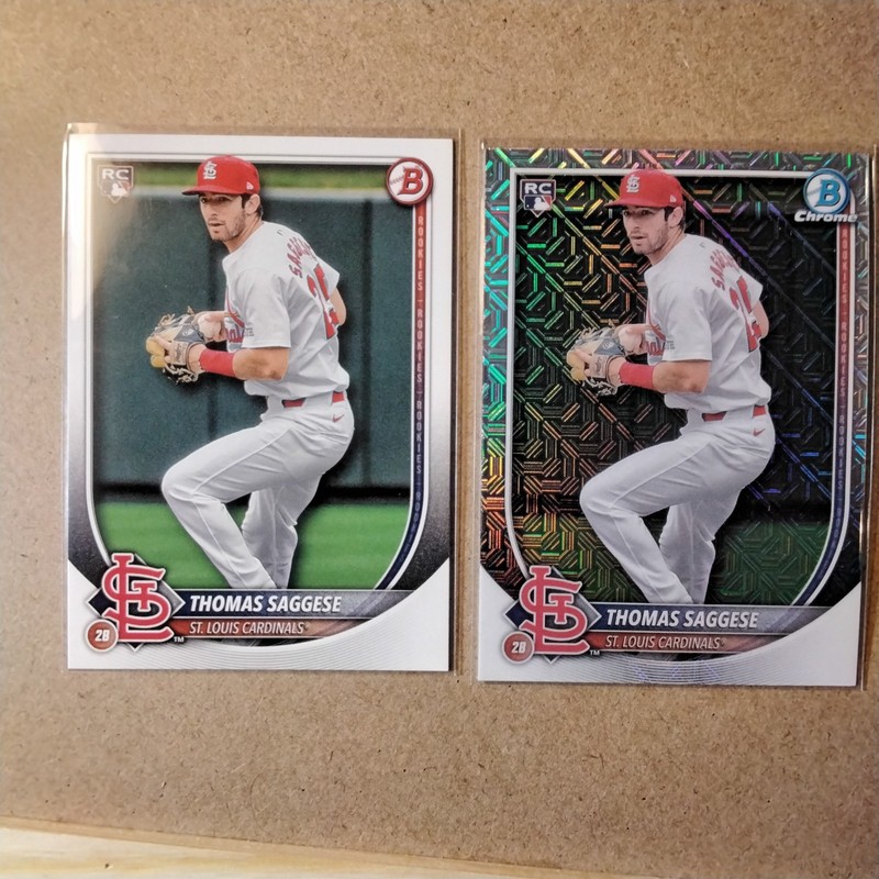 2025 Bowman #57 - LOT of (2) - Thomas Saggese (RC) Base + MOJO