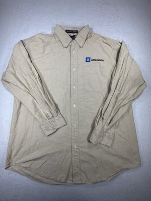 Vintage Devon & Jones GM Accessories Button Up Shirt Mens Tan Workwear Men s XL