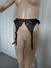 Vintage Christian Dior Intimates Black Lace Garter Belt Small boudoir