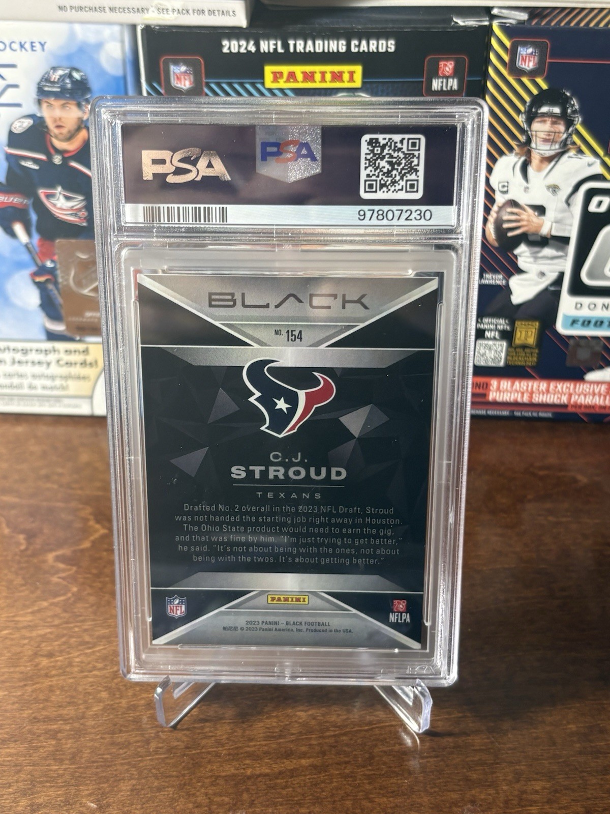 Panini 2023 Black Rookies C.J. Stroud Royal /75 RC #154 PSA 10 view 2
