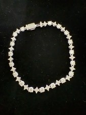 Moissanites Tennis  s Bracelet 4.0mm In 925sterling Silver 6.5 inches long