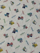 Disney Babies Vtg Cotton Fabric baby nursery Blanket Mickey Minnie Pluto USA