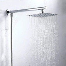 Rozin 8-Inch Ultra Thin Square Chrome Shower Head Set with Hose and Arm