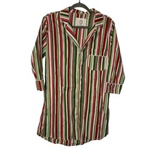 Printfresh Organic Cotton Striped Pajama Top XS Holiday Lounge Shirt
