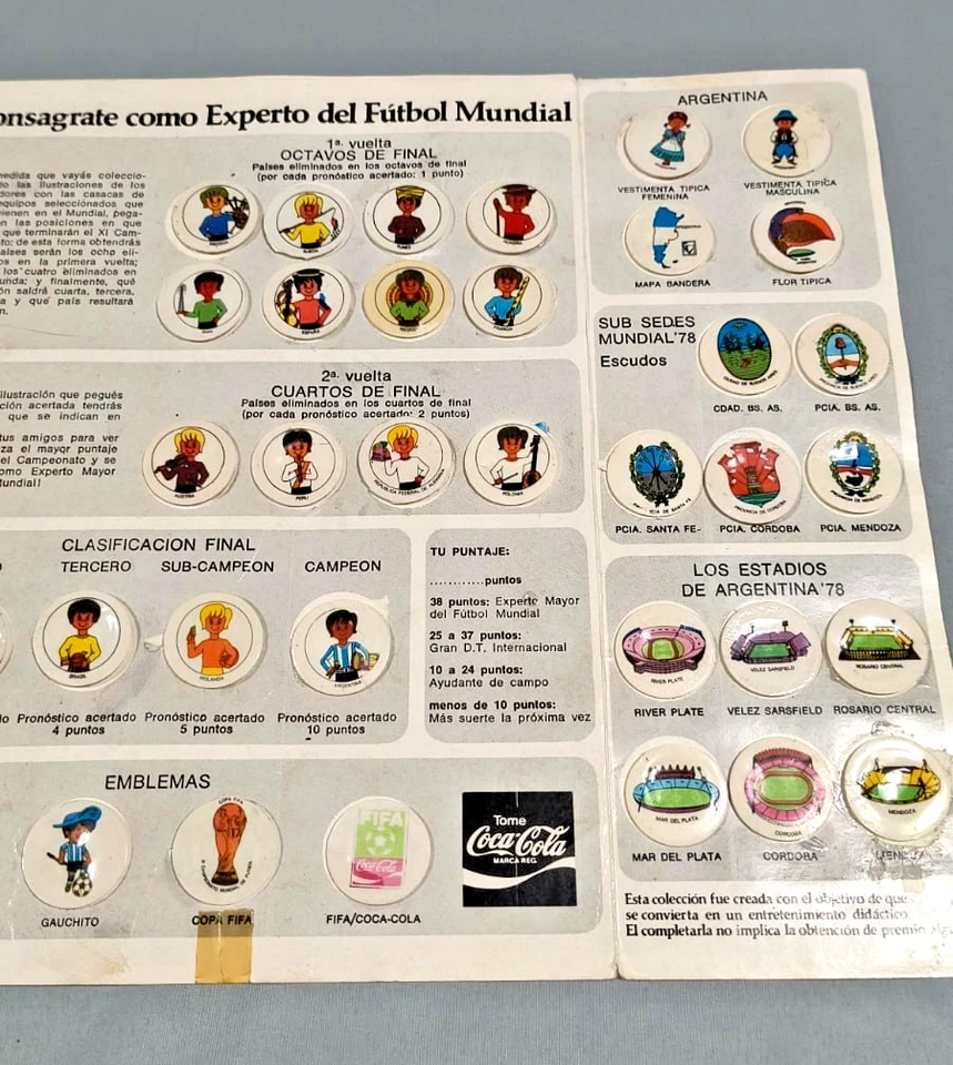 Vintage RARE 1978 FIFA WORLD CUP album coca cola caps Argentina complete - Image 3 of 4