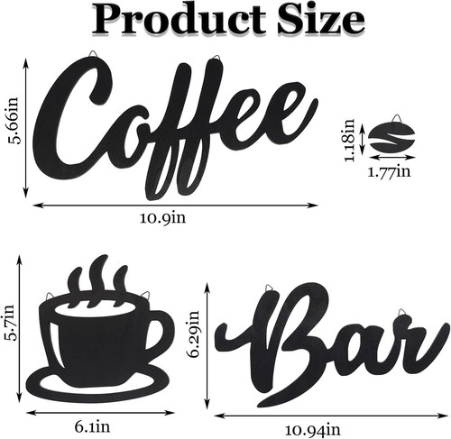 7 Pieces Coffee Bar Sign Hanging Wall Art, and  - Afbeelding 2 van 6