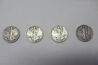 Four Walking Liberty half dollars 1916 - 1947 silver coin lot 4 at 90% US coins