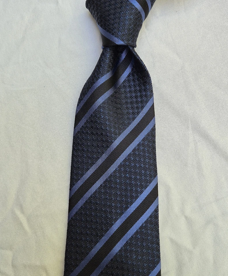 Corbata de seda tejida a rayas gris negro azul Tom Ford nueva con etiquetas Italia $280 Foto 3 de 4