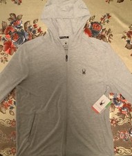 Spyder Mens Gray Full Zip Hooded Fleece Hoodi...