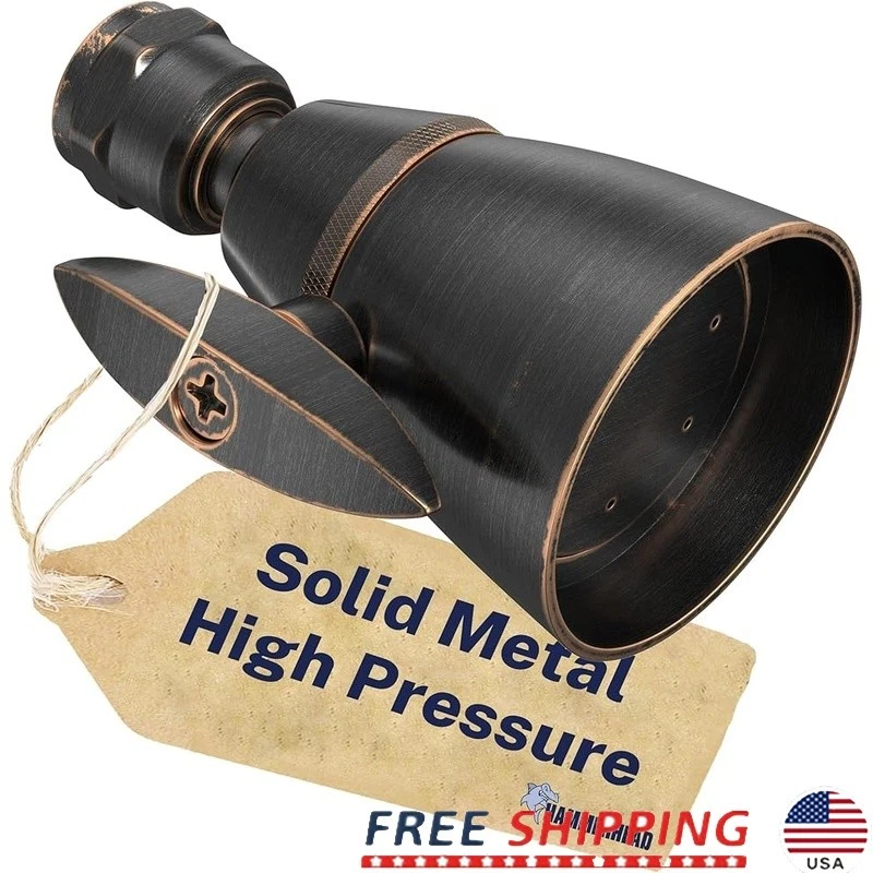 High Pressure Shower Head Adjustable Spray Solid Metal Easy Installation New