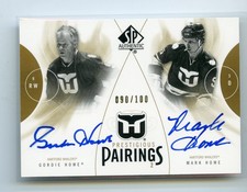 2009-10 SP AUTHENTIC PRESTIGIOUS PARINGS AUTO /100 GORDIE HOWE MARK HOWE WHALERS