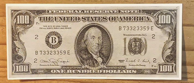 Vintage 1996 NORWEST Financial Bank California advertising $100 Bill BOOKMARK