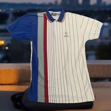 Vtg 80s Jimmy Connors Polo Tennis Shirt Red White Blue Short Sleeves Slazenger M