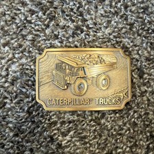 CAT Caterpillar Trucks Bronze Vintage Metal Belt Buckle Antique Finish NOS