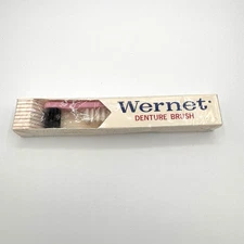 VTG Wernet Denture Brush Toothbrush Pink Handle NOS Sealed with Dentu-Creme USA