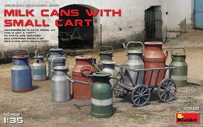 Miniart 35580 - 1/35 Milk Cans With Small Cart - Neu