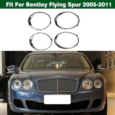 4Pc ABS Chrome Headlight Trim Ring Cover Molding For Bentley Flying Spur 2005-11