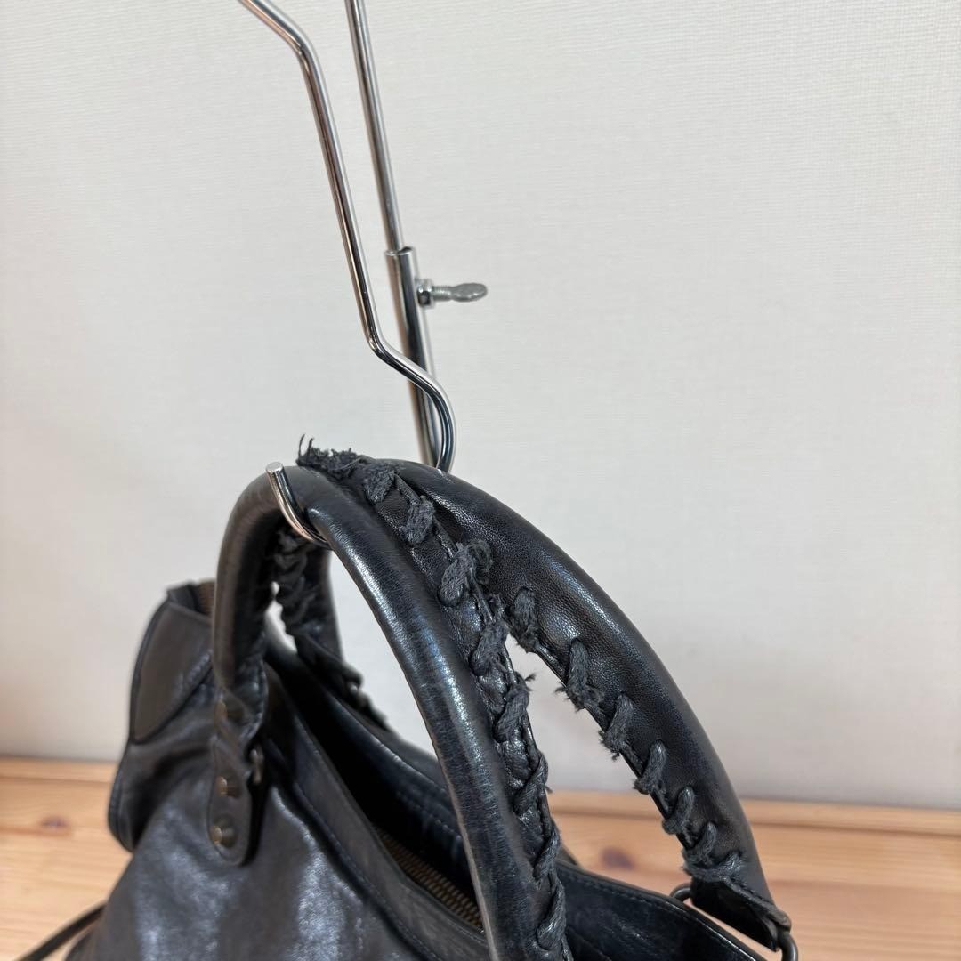 Balenciaga The City Bag 115748 Black Leather 2Way Shoulder Y2K thumbnail 5