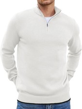 Men's Slim Fit Lightweight Quarter Zip Pullover Sweater Mock Neck Long Sleeve