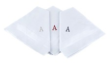 Initial Handkerchief Men Monogrammed Boxed 100 Percent Cotton 3 Piece Set