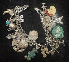 VTG Sterling James Avery Native Américan Moveable Charms Bracelet 24 Charms