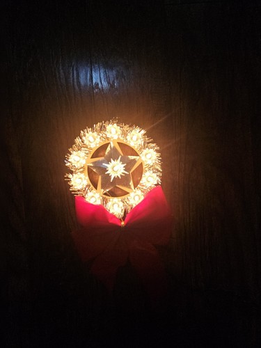 Lighted Tinsel Star Tree Top 11 Lights WORKS Silver Approx 5 in round - Picture 14 of 15