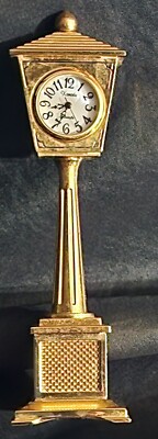 Vtg Brass Xanadu Platinum Quartz Miniature Lamp Post Street Clock New Battery