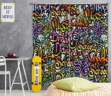 3D Letters Graffiti ZHUA825 Photo Curtain Window Blockout Fabric Amy 2023