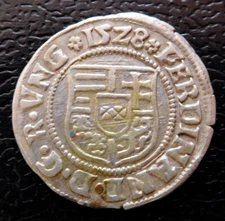 HUNGARY / FERDINAND I.(1526-1564) SILVER DENAR / 1528 K-B High Quality!