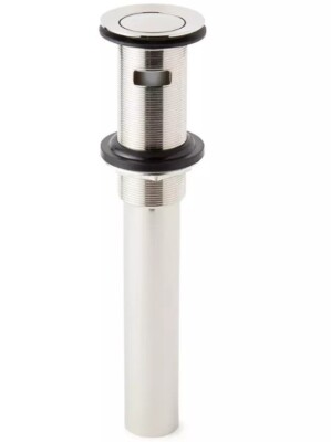 Extended Press Type Pop-Up Bathroom Drain With Overflow - Polished Nickel
