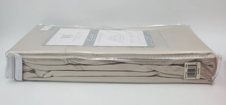 Sábana plana completa Wamsutta 1 pieza plateada lisa 100 % algodón Pima 525 TC  Foto 4 de 4